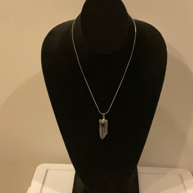 Elegant Kainite & Black Tourmaline Silver Pendant Necklace